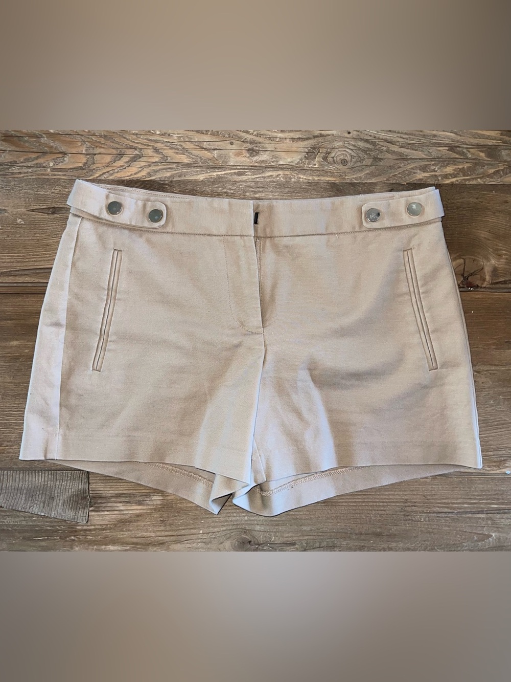 Zara High-Waist Cream Tailored Shorts